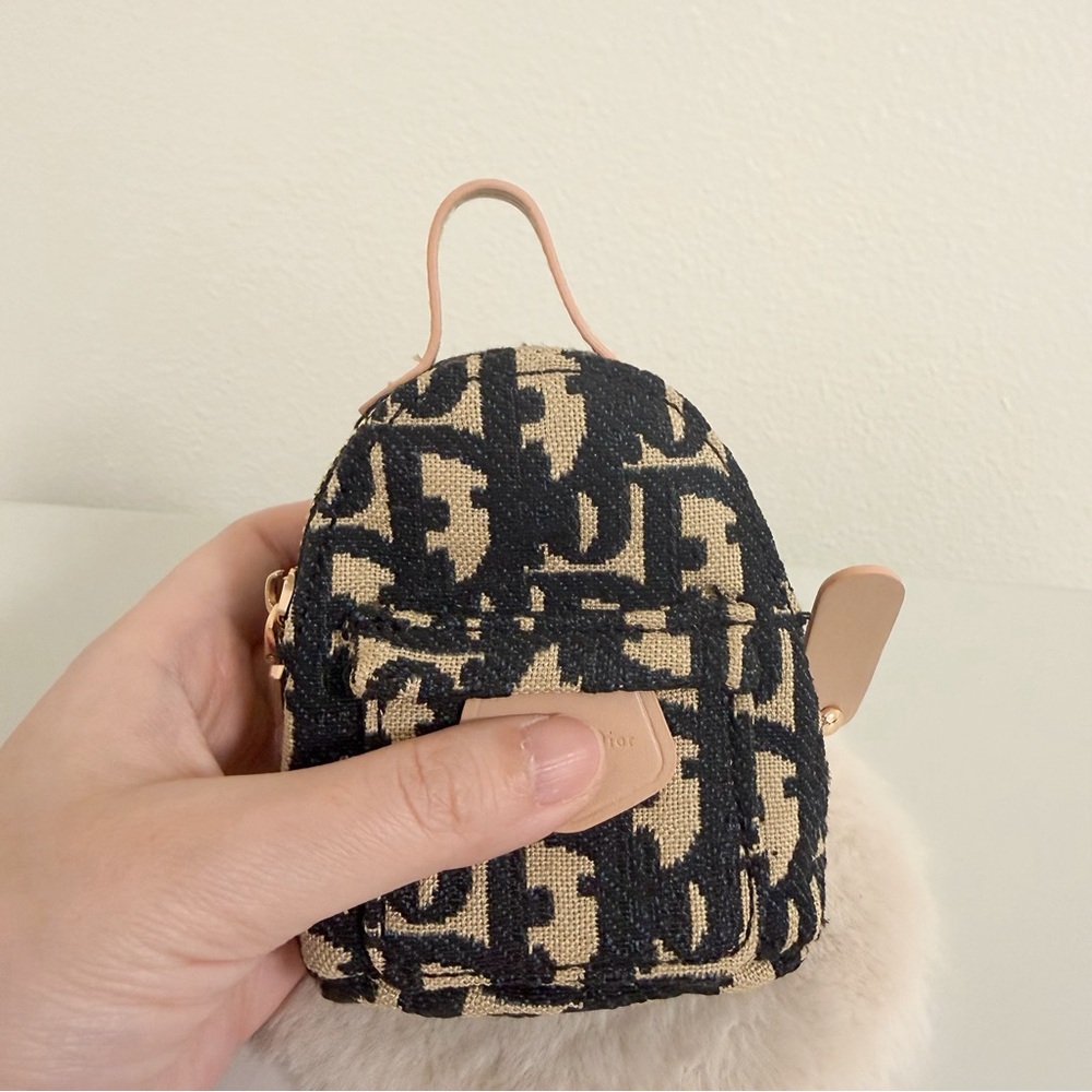 Mini Vintage Black Monogram Backpack Charm Small Bag Keychain Pouch